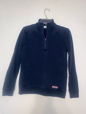 Vineyard Vines Navy Zip-Up Sweatshirt with Whale Logo